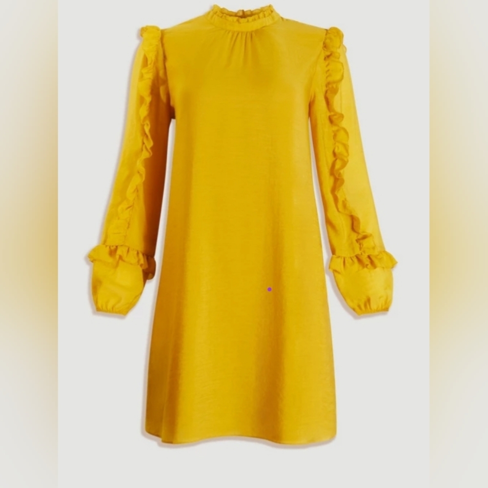 Ann Taylor Yellow Sheath Dress with Bishop-Style Sleeves SIZE 18